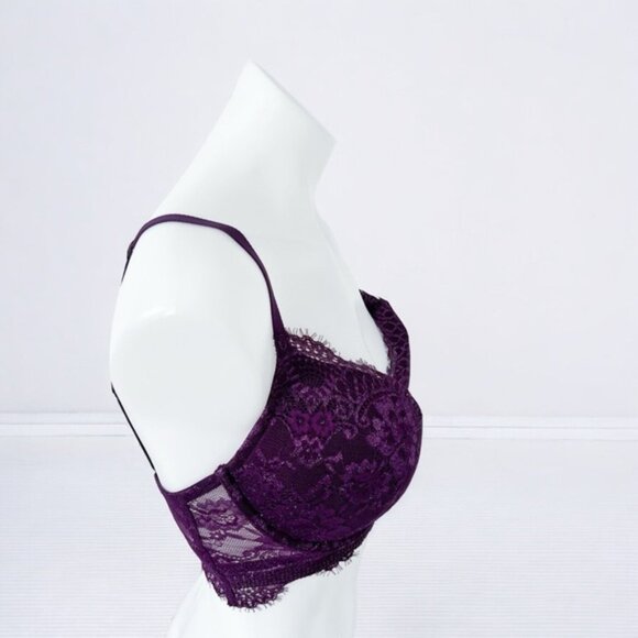 La SENZA Purple Lace Plunge Bra Sz 32F - Picture 3 of 9